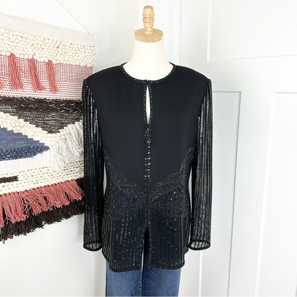 St. John Black Beaded Jacket